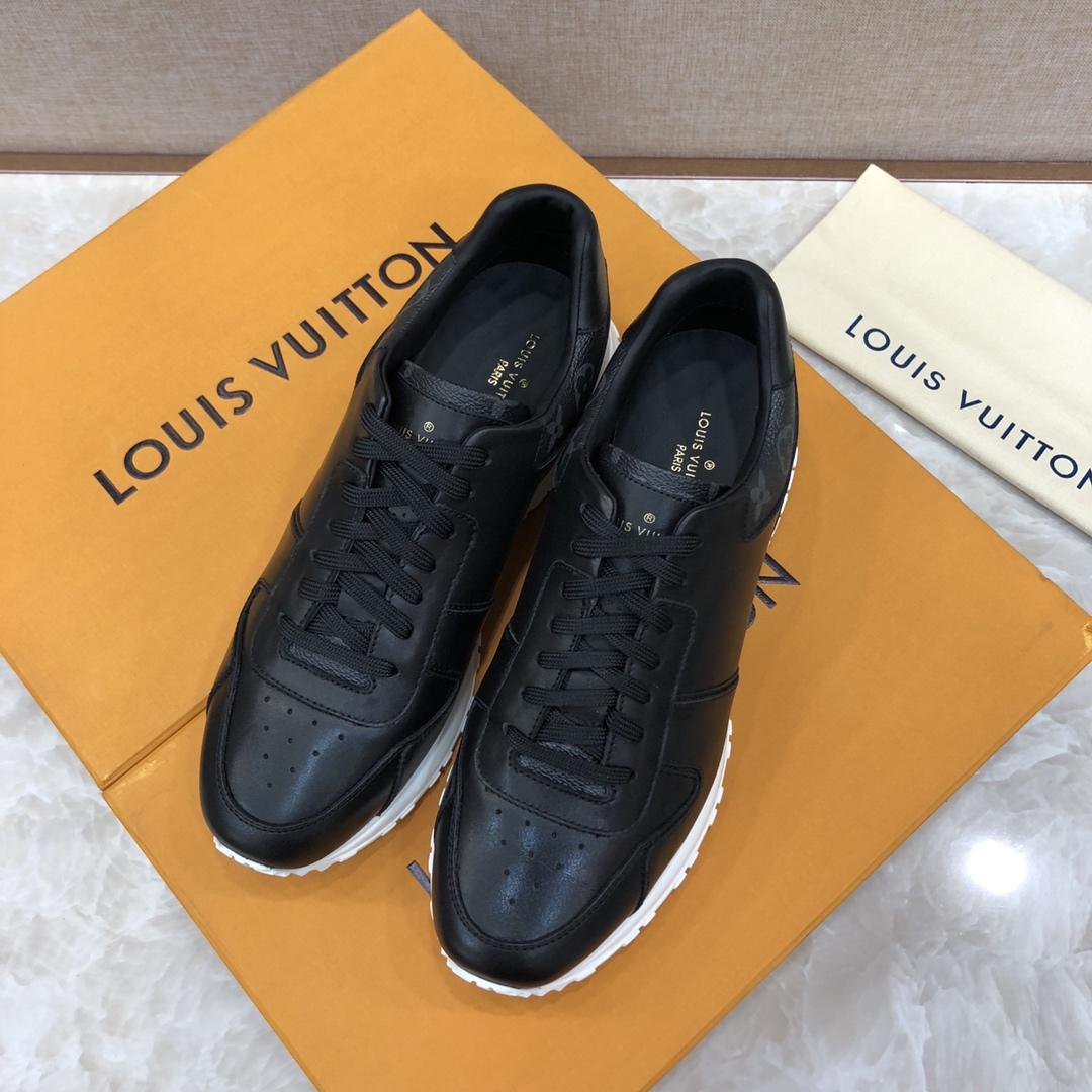 lv Perfect Quality Sneakers Black and Black Monogram Print Trim and White Sole MS071060