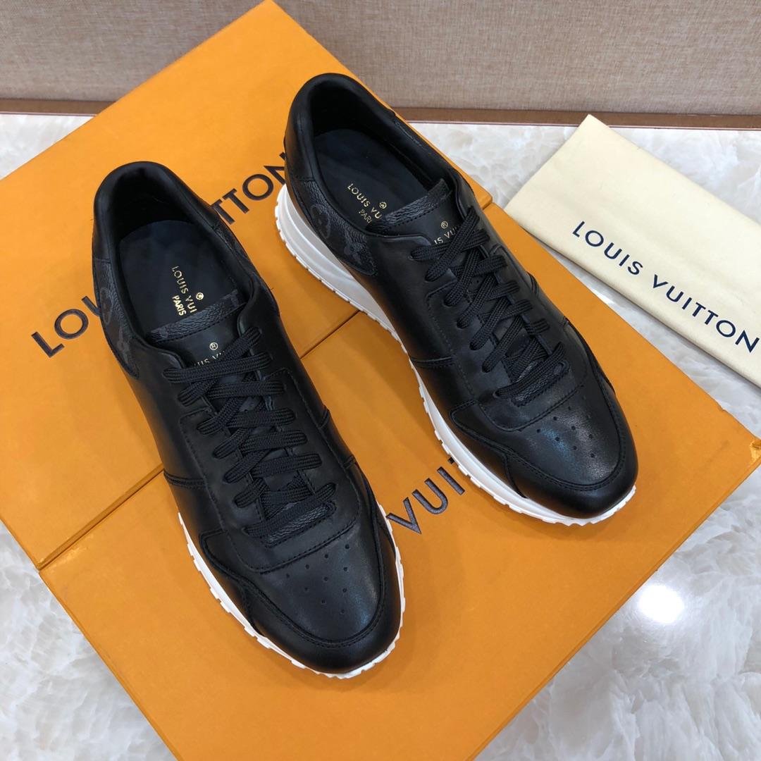 lv Perfect Quality Sneakers Black and Black Monogram Print Trim and White Sole MS071060