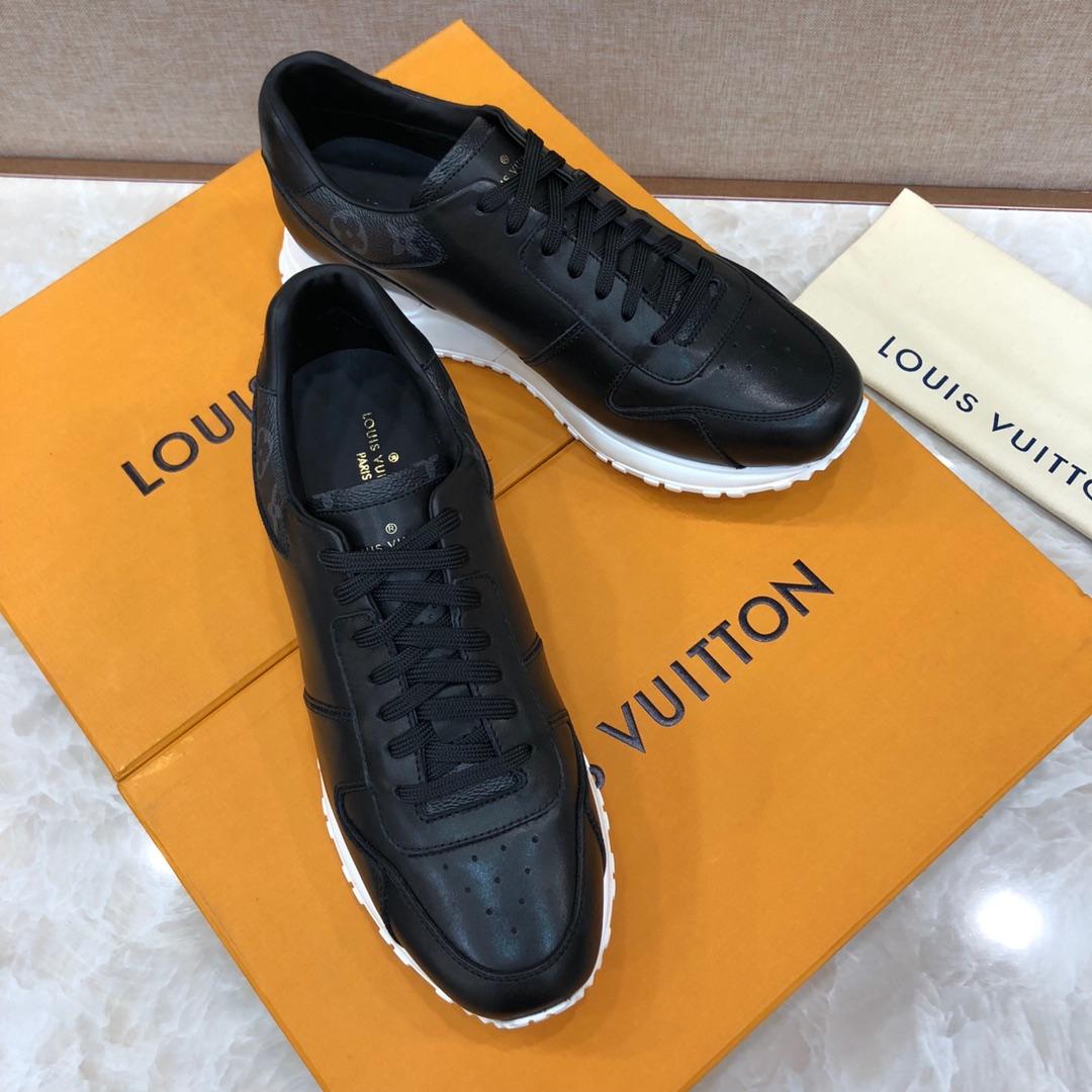 lv Perfect Quality Sneakers Black and Black Monogram Print Trim and White Sole MS071060