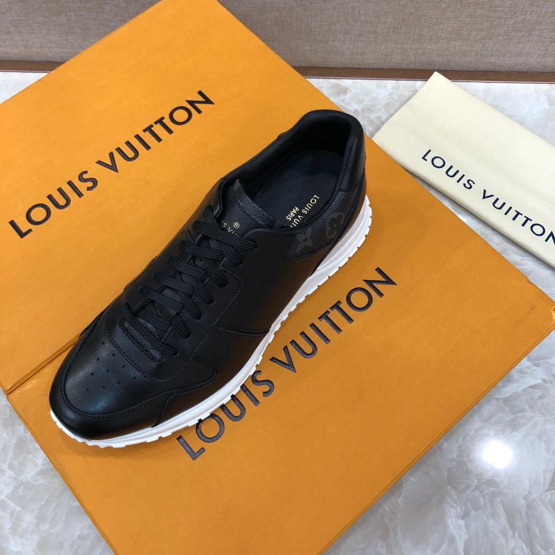 lv Perfect Quality Sneakers Black and Black Monogram Print Trim and White Sole MS071060