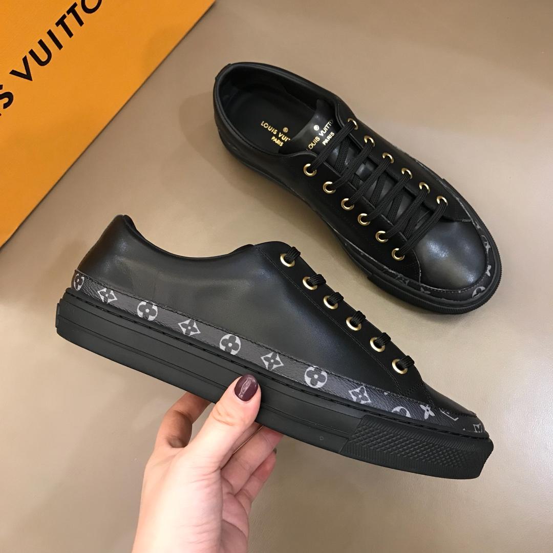 lv Perfect Quality Sneakers Black and black Monogram detail with black sole MS02831