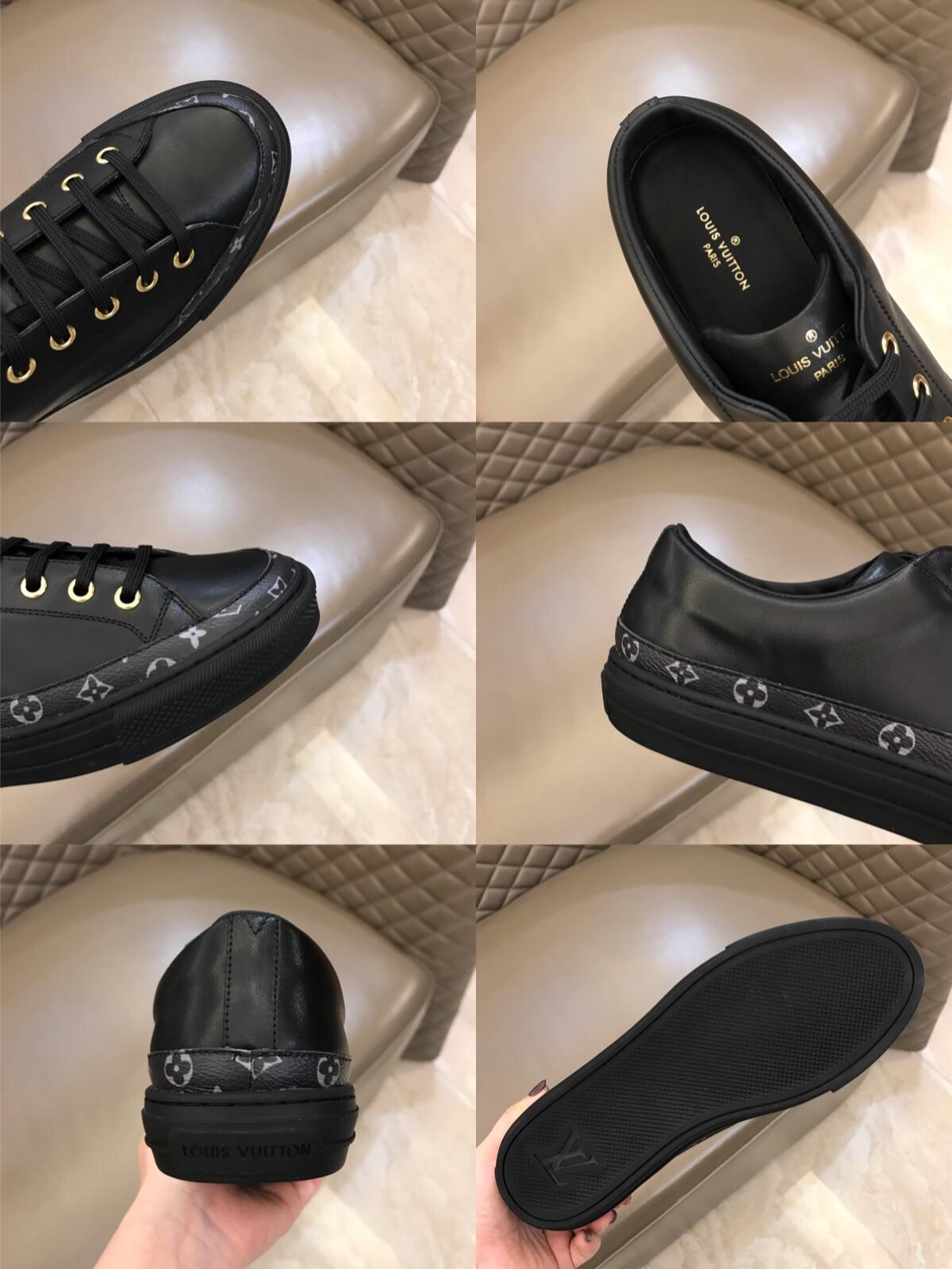 lv Perfect Quality Sneakers Black and black Monogram detail with black sole MS02831