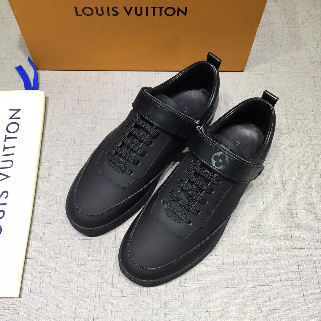 lv Perfect Quality Sneakers Black and black Monogram detail and black sole MS071080