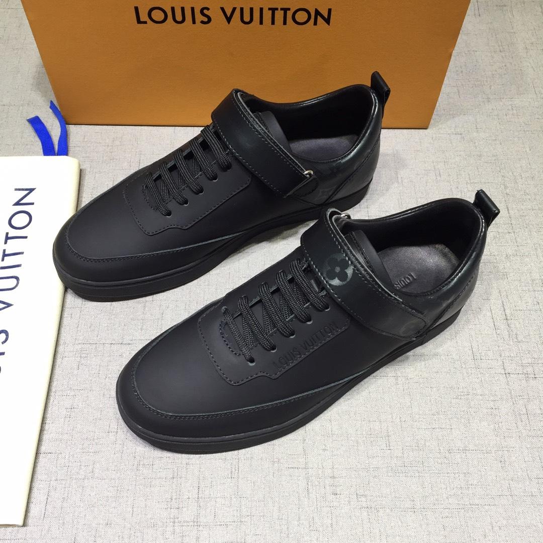 lv Perfect Quality Sneakers Black and black Monogram detail and black sole MS071080