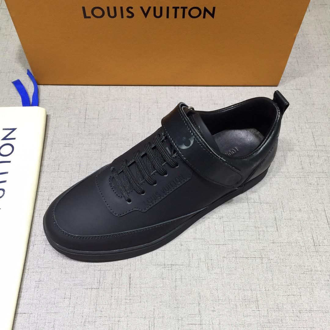 lv Perfect Quality Sneakers Black and black Monogram detail and black sole MS071080