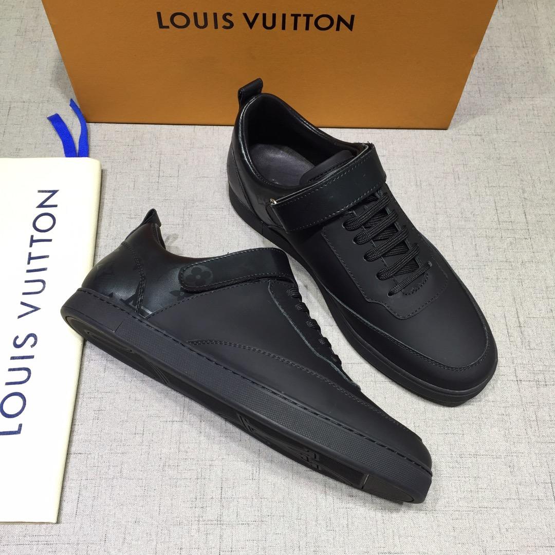 lv Perfect Quality Sneakers Black and black Monogram detail and black sole MS071080