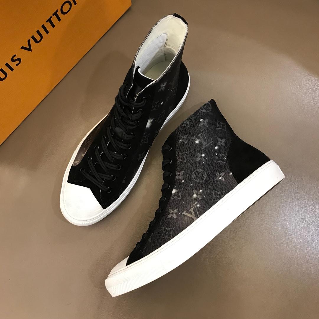 lv High-top Perfect Quality Sneakers Starry sky Monogram and black suede with white soles MS02826