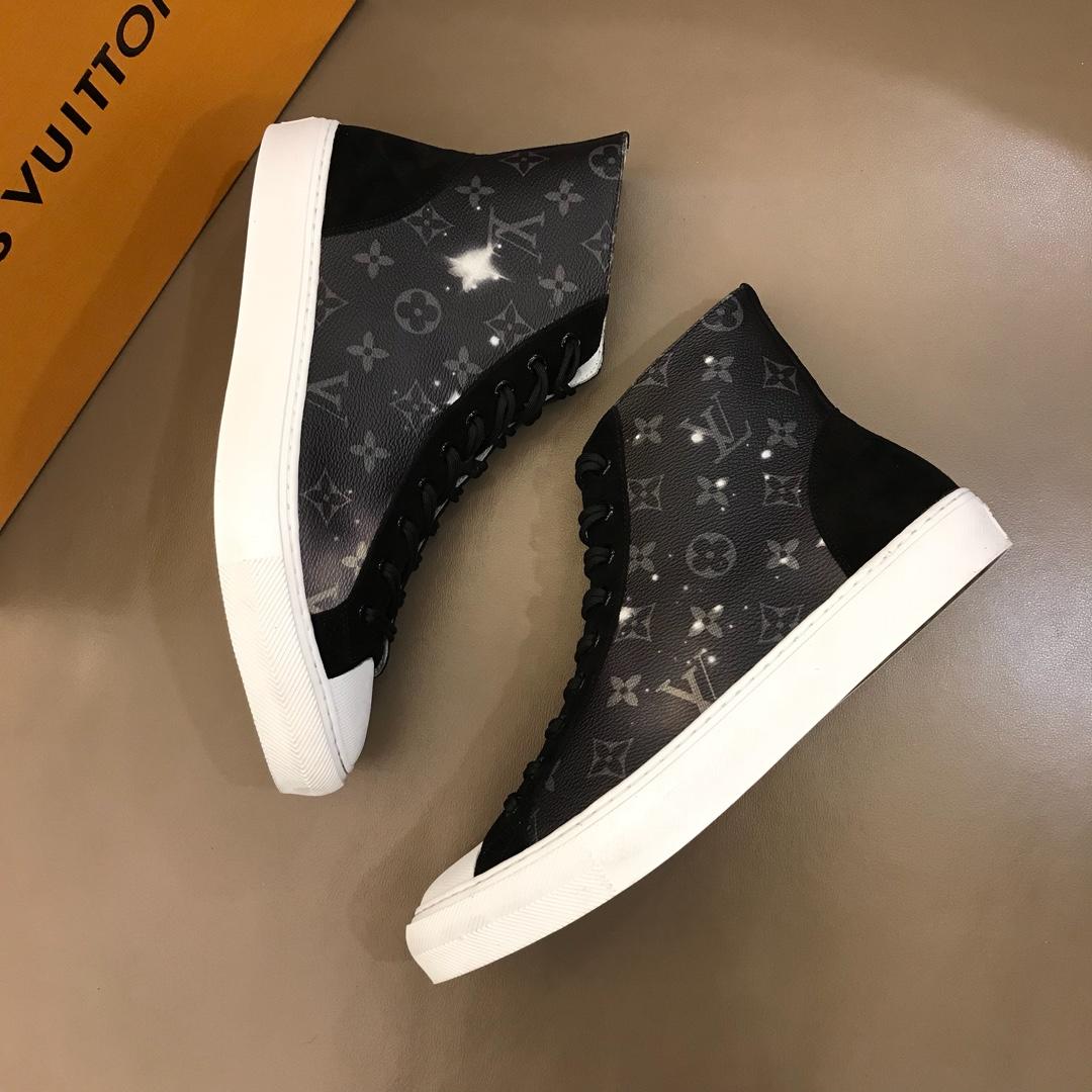 lv High-top Perfect Quality Sneakers Starry sky Monogram and black suede with white soles MS02826