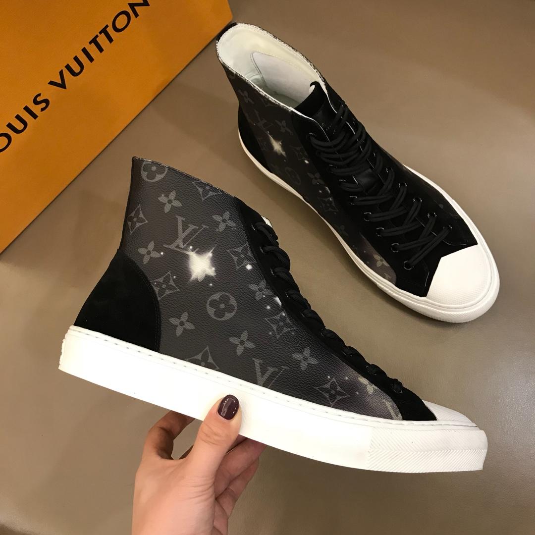 lv High-top Perfect Quality Sneakers Starry sky Monogram and black suede with white soles MS02826