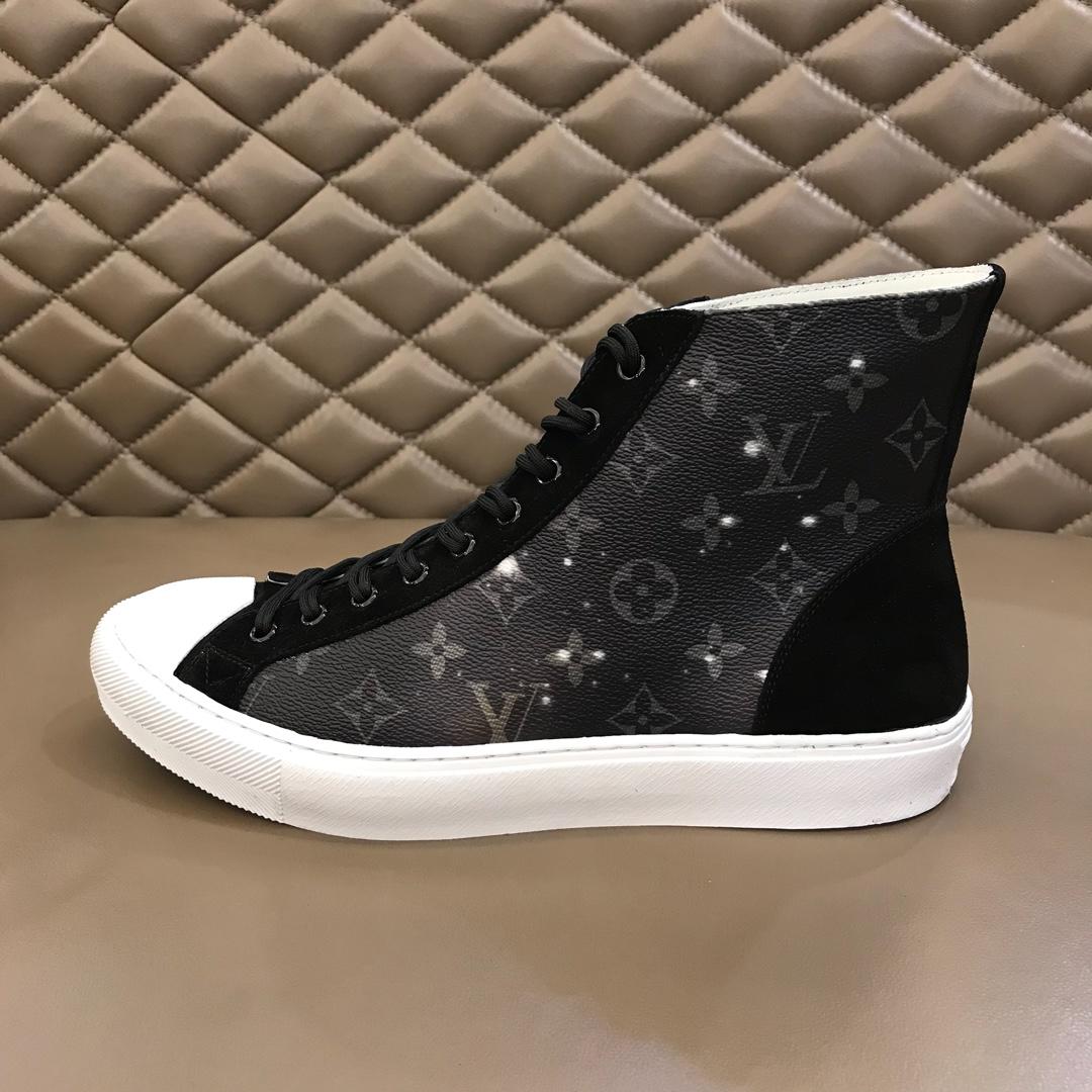 lv High-top Perfect Quality Sneakers Starry sky Monogram and black suede with white soles MS02826