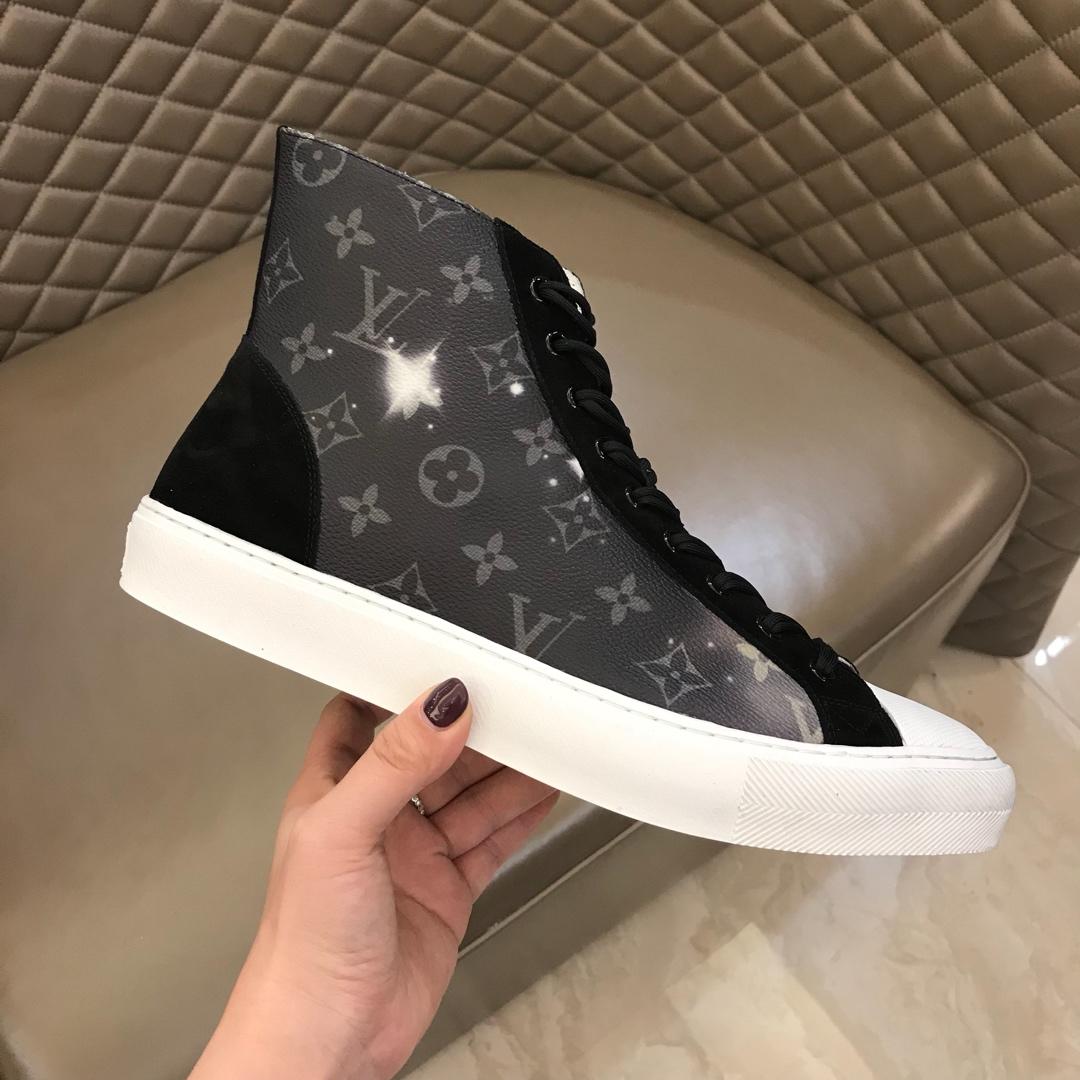 lv High-top Perfect Quality Sneakers Starry sky Monogram and black suede with white soles MS02826
