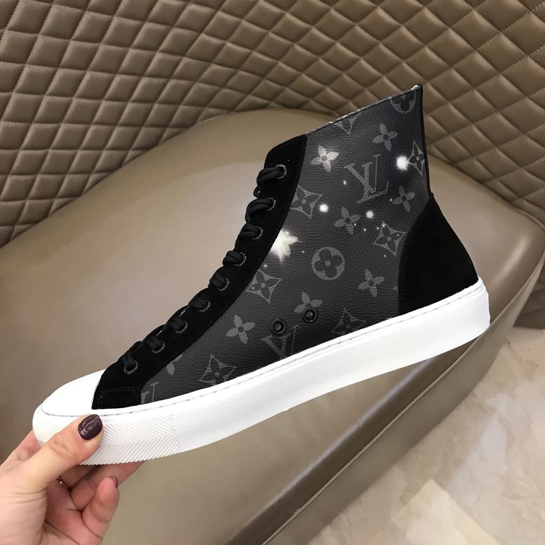 lv High-top Perfect Quality Sneakers Starry sky Monogram and black suede with white soles MS02826