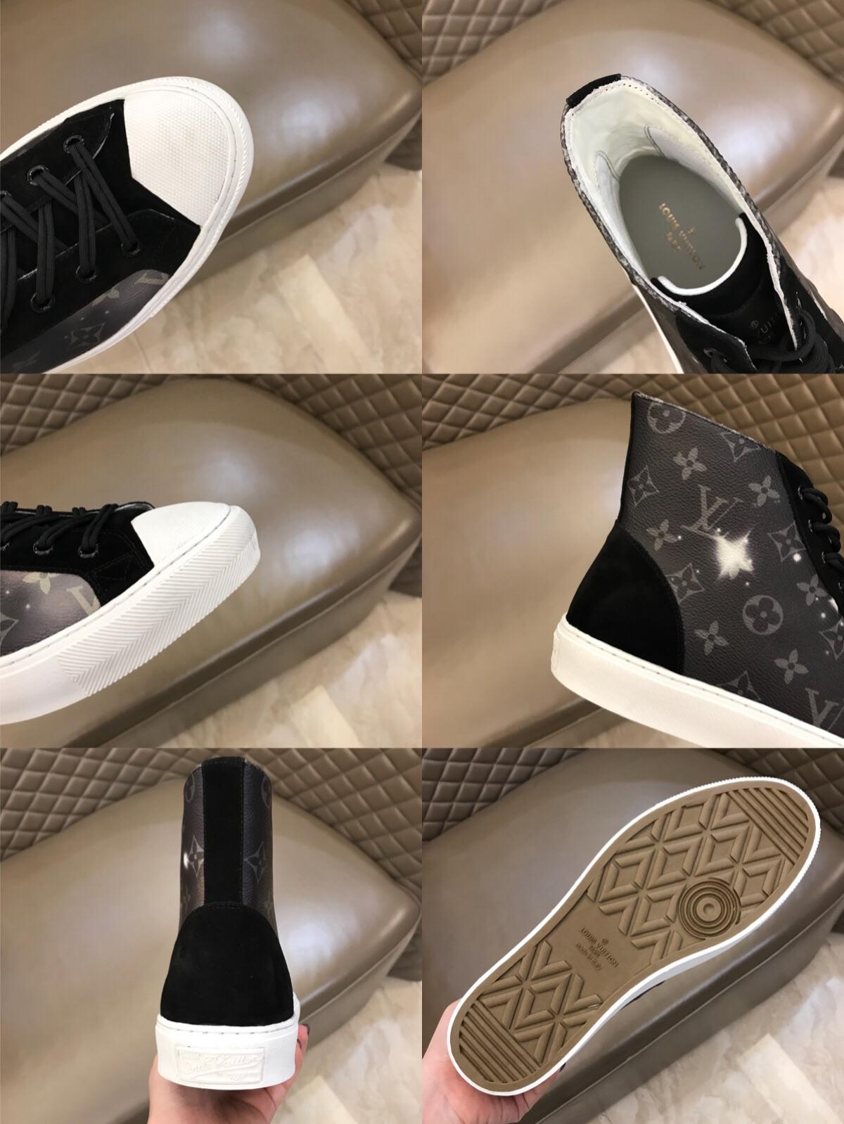 lv High-top Perfect Quality Sneakers Starry sky Monogram and black suede with white soles MS02826