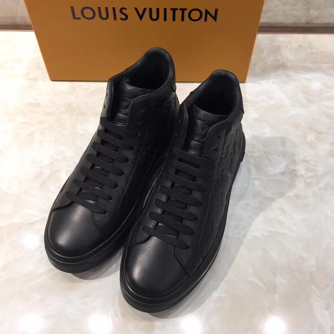 lv High-top Perfect Quality Sneakers Black and Monogram embossed and black sole MS071074