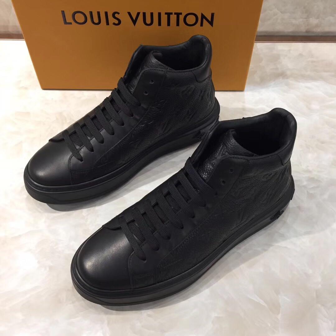 lv High-top Perfect Quality Sneakers Black and Monogram embossed and black sole MS071074