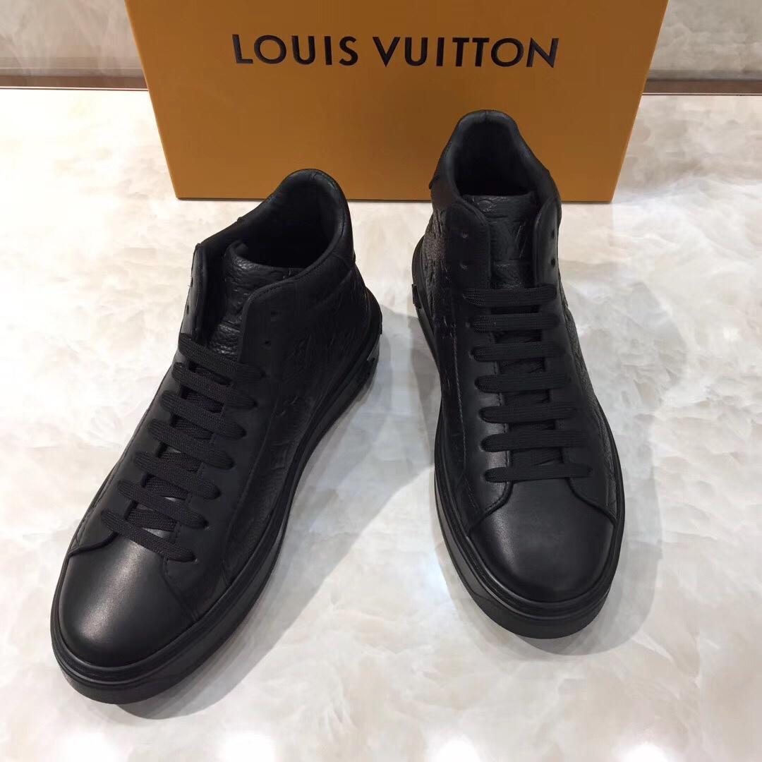 lv High-top Perfect Quality Sneakers Black and Monogram embossed and black sole MS071074