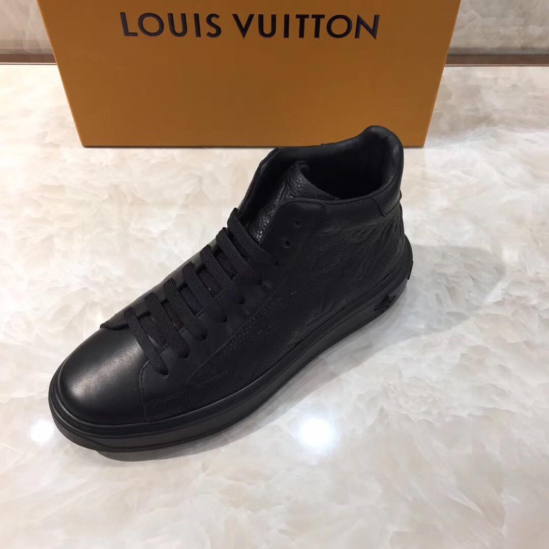 lv High-top Perfect Quality Sneakers Black and Monogram embossed and black sole MS071074