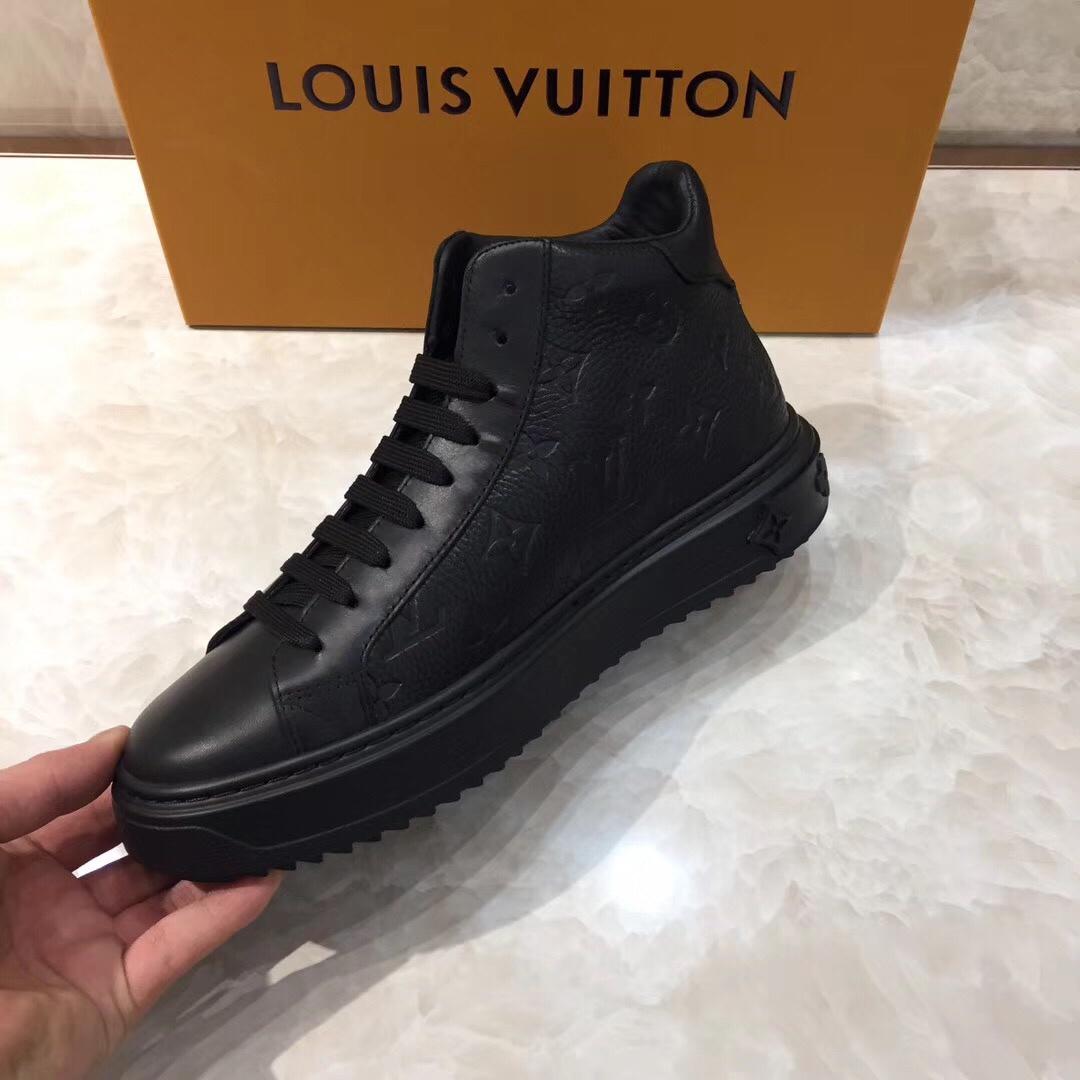 lv High-top Perfect Quality Sneakers Black and Monogram embossed and black sole MS071074