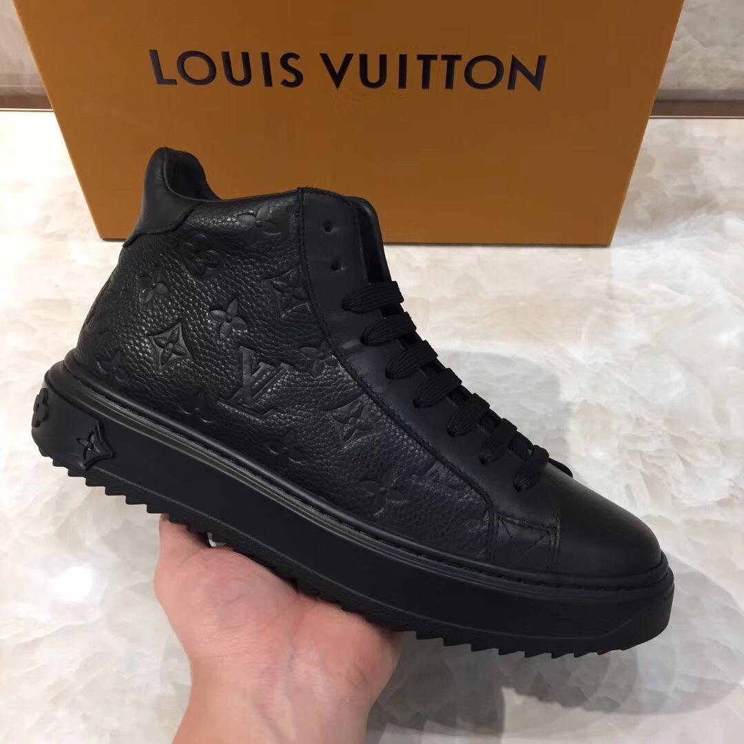 lv High-top Perfect Quality Sneakers Black and Monogram embossed and black sole MS071074