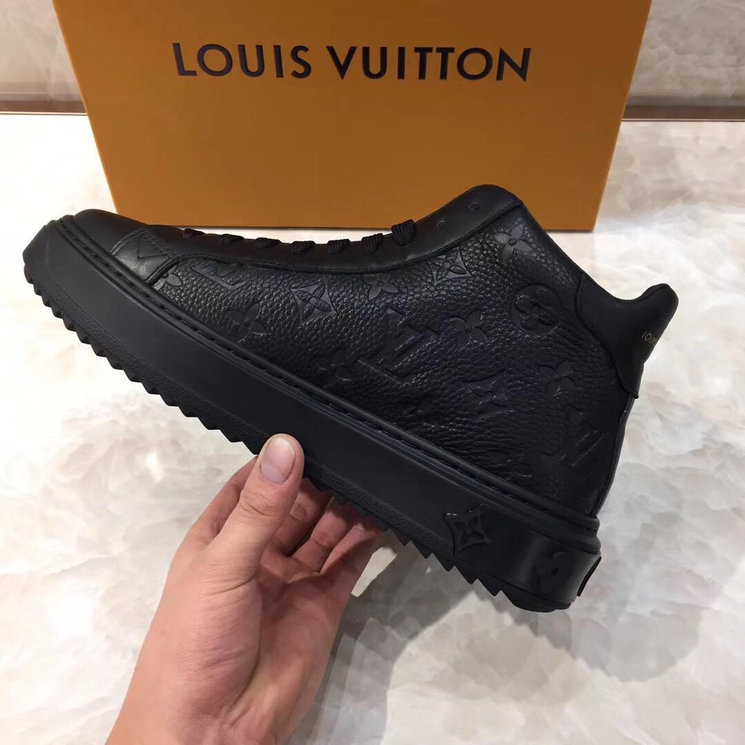 lv High-top Perfect Quality Sneakers Black and Monogram embossed and black sole MS071074