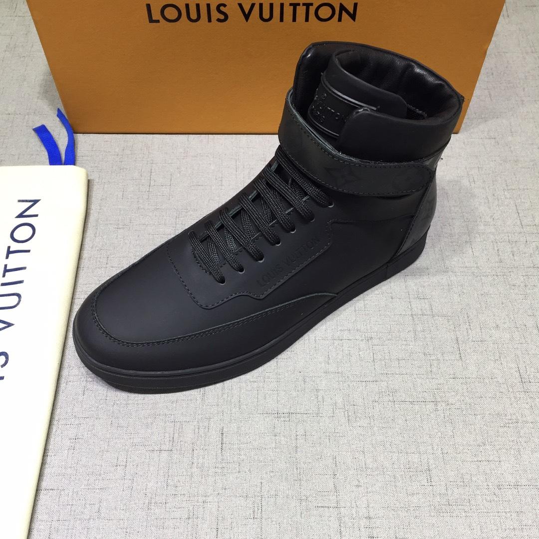 lv High-top Perfect Quality Sneakers Black and black Monogram detail and black sole MS071082