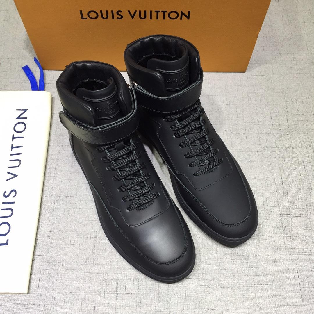 lv High-top Perfect Quality Sneakers Black and black Monogram detail and black sole MS071082
