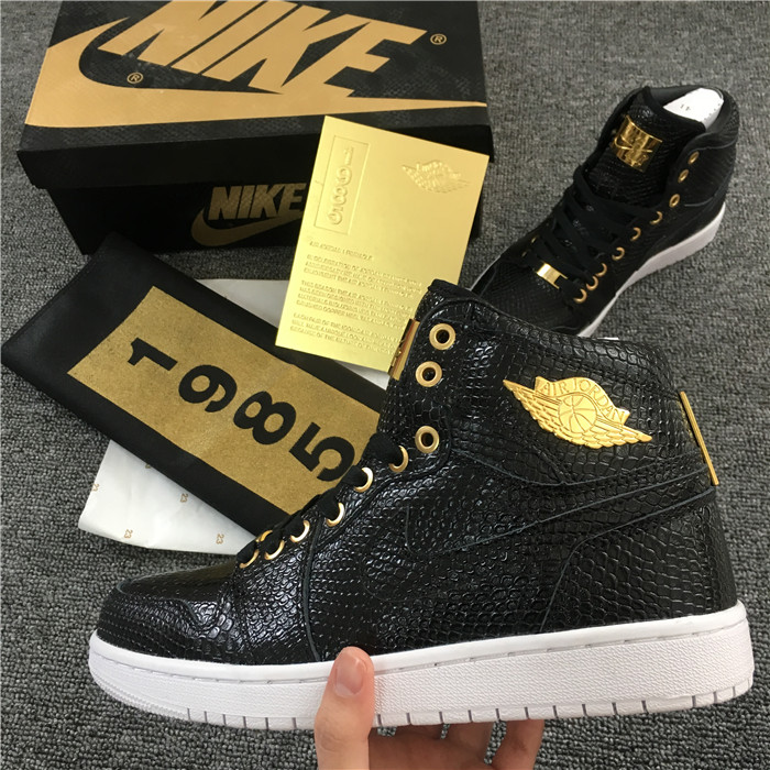 Ua Air Jordan 1 Pinnacle Black/Black-Metallic Gold-White Men Sneaker BA5E2D01B3B5