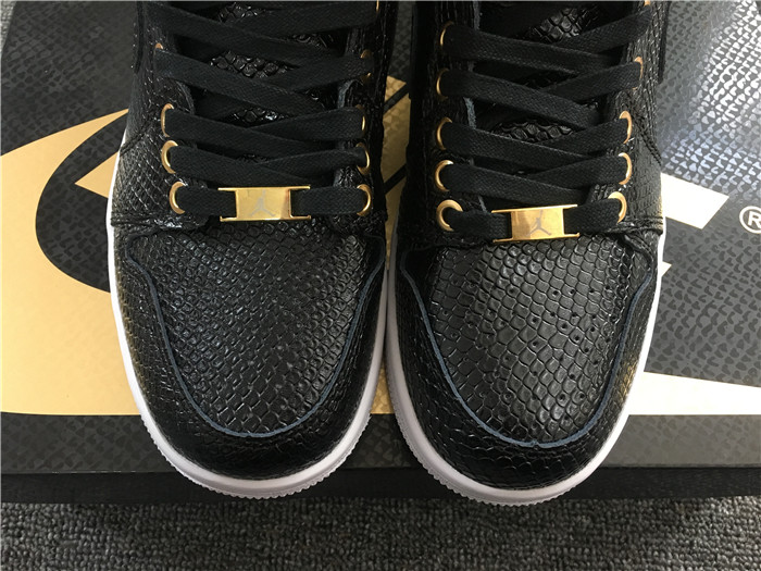 Ua Air Jordan 1 Pinnacle Black/Black-Metallic Gold-White Men Sneaker BA5E2D01B3B5