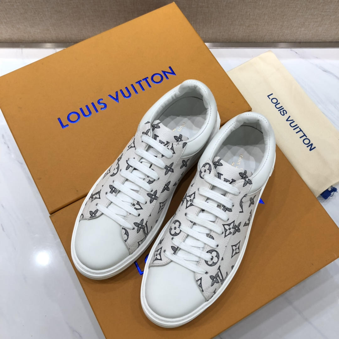 lv Fashion Sneakers White and Monogram print with white sole MS071000