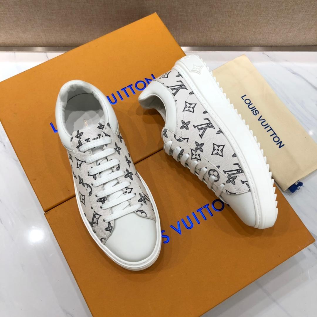 lv Fashion Sneakers White and Monogram print with white sole MS071000