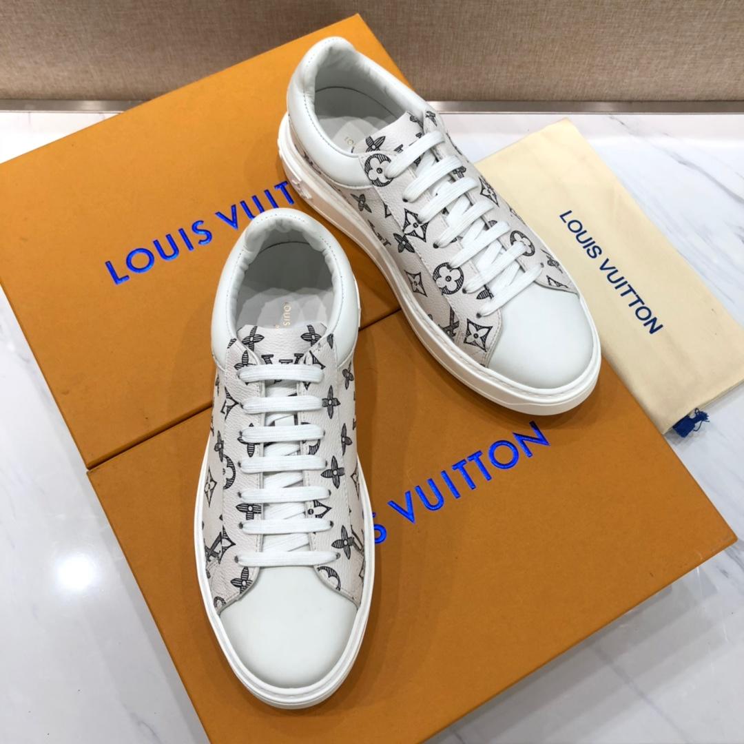 lv Fashion Sneakers White and Monogram print with white sole MS071000