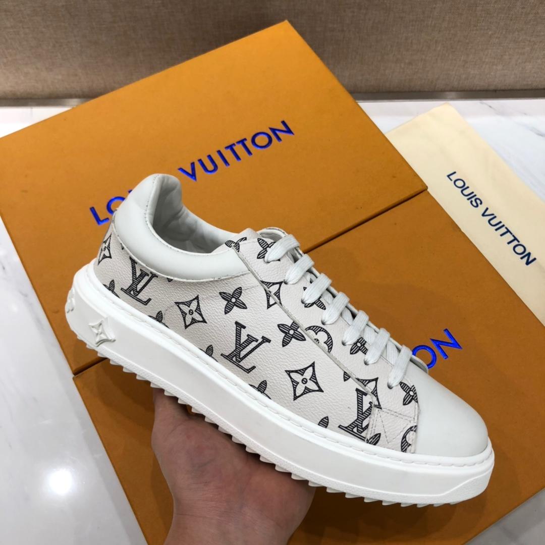 lv Fashion Sneakers White and Monogram print with white sole MS071000