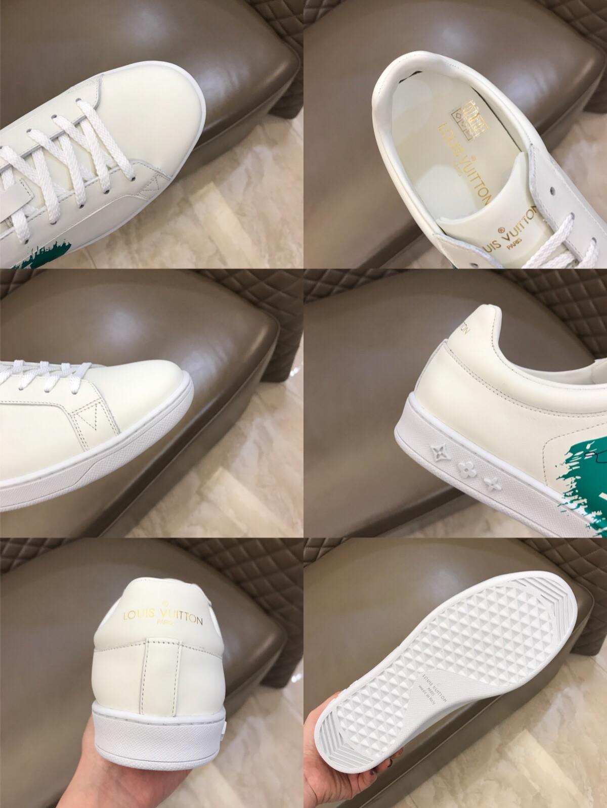 lv Fashion Sneakers White and green LV swash print with white sole MS02870