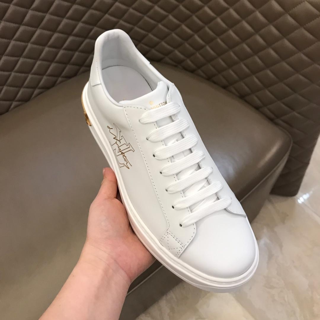 lv Fashion Sneakers White and gold LV print with white sole MS02862