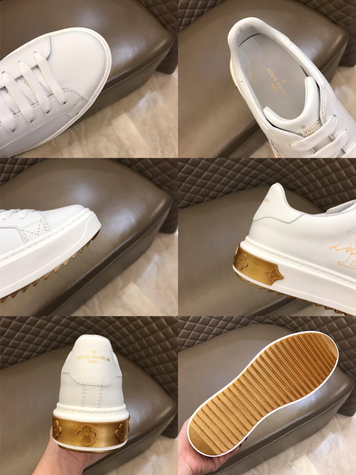 lv Fashion Sneakers White and gold LV print with white sole MS02862