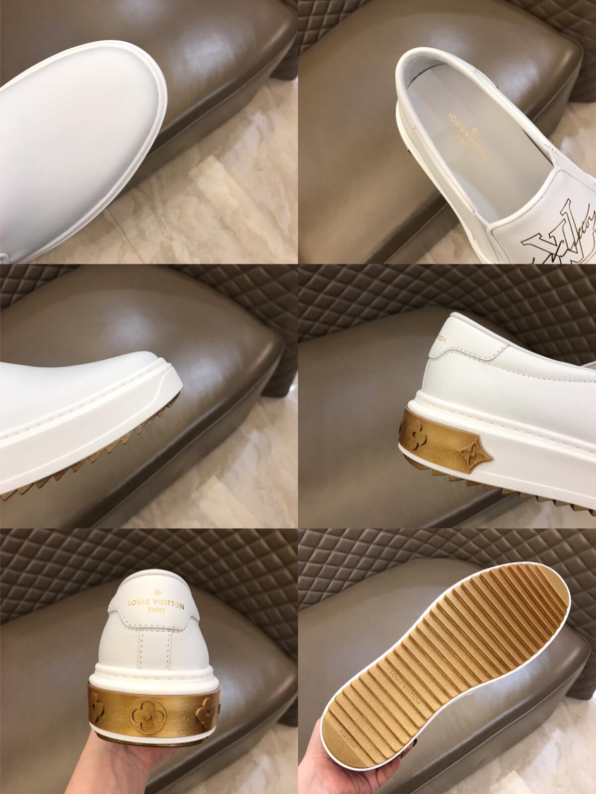 lv Fashion Sneakers White and gold LV print with white sole MS02860