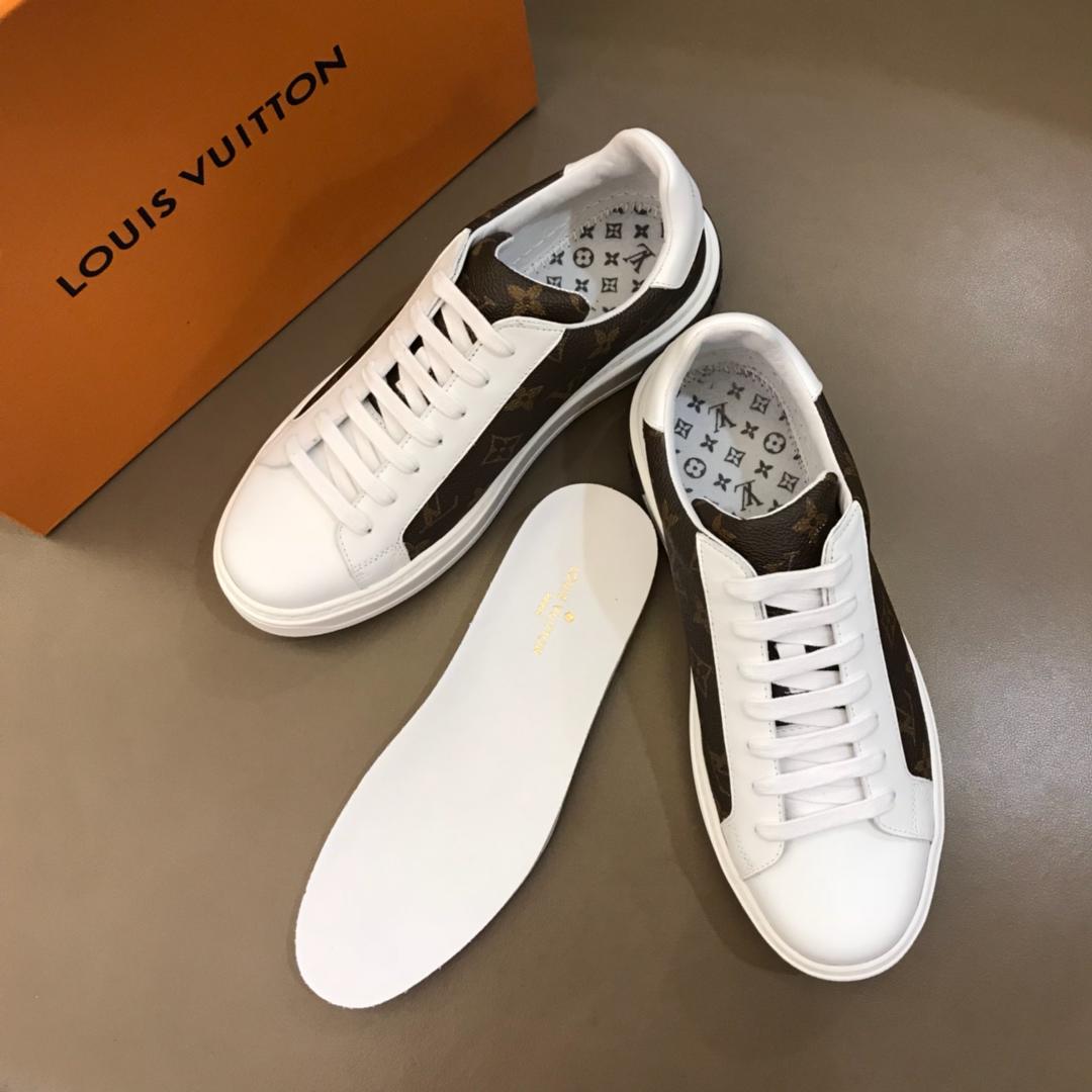 lv Fashion Sneakers White and brown Monogram print with white sole MS02858