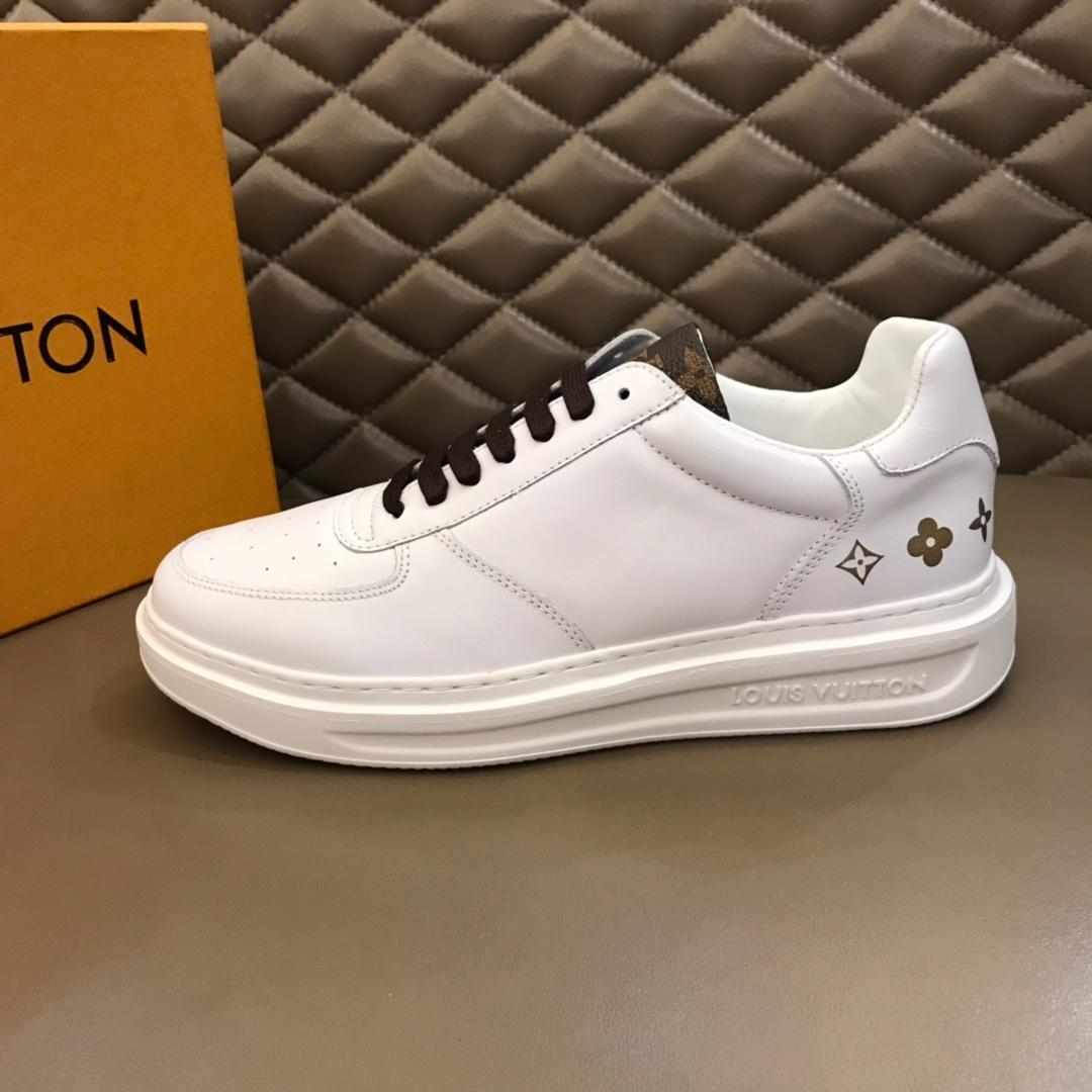lv Fashion Sneakers White and brown Monogram Flower tongue and white sole MS02894