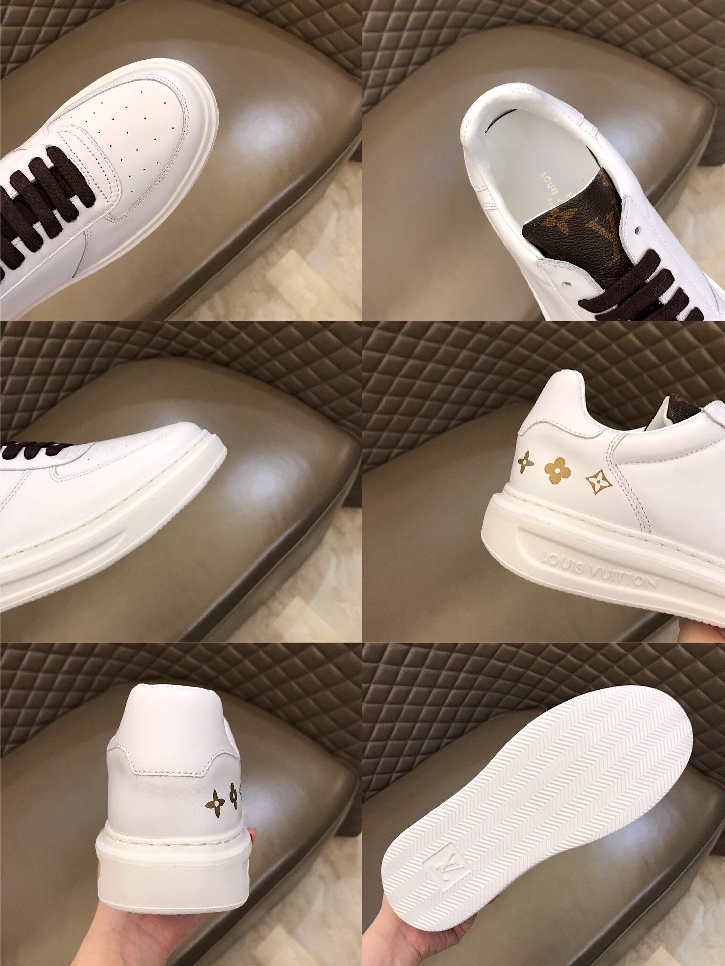lv Fashion Sneakers White and brown Monogram Flower tongue and white sole MS02894