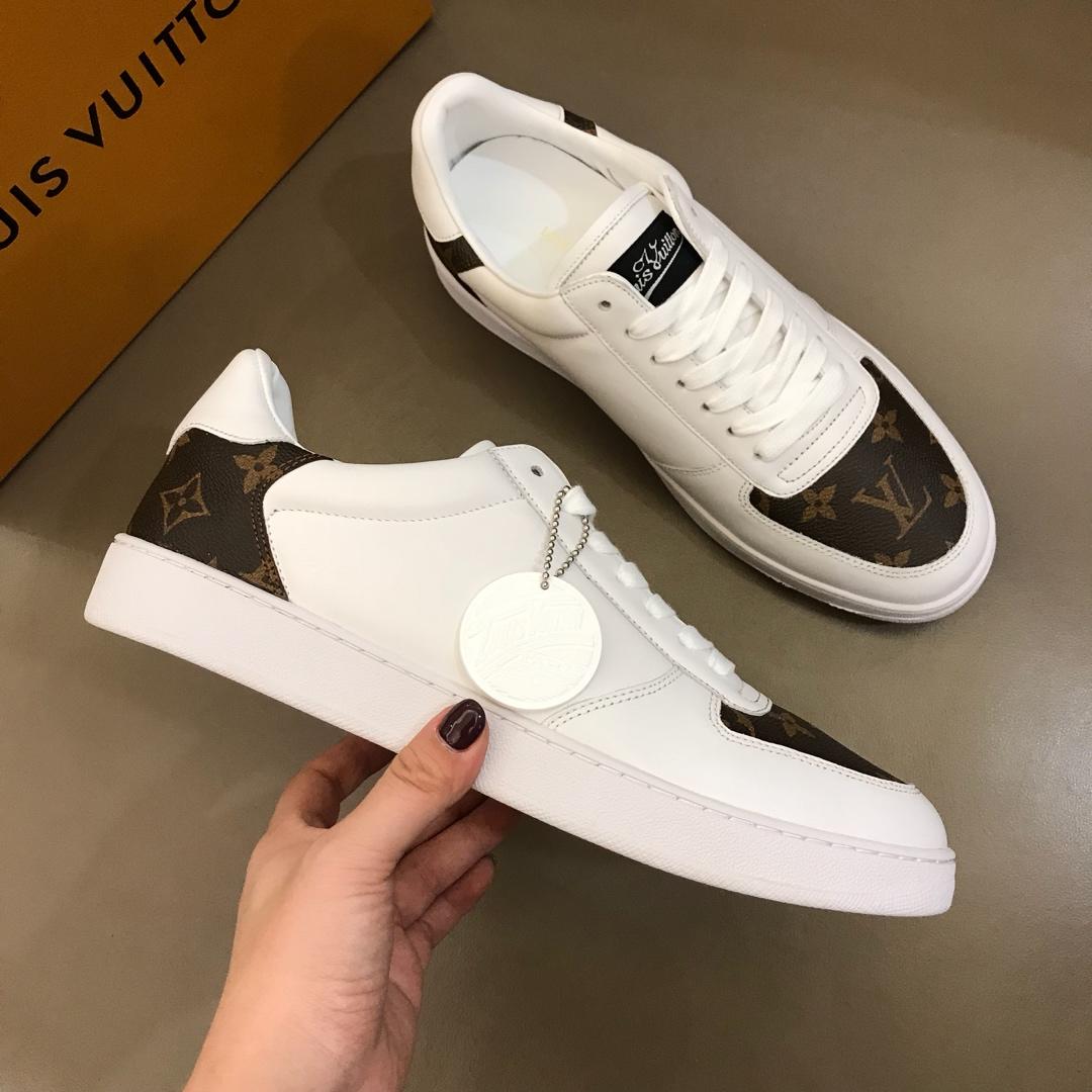 lv Fashion Sneakers White and brown Monogram Flower print and white sole MS02889
