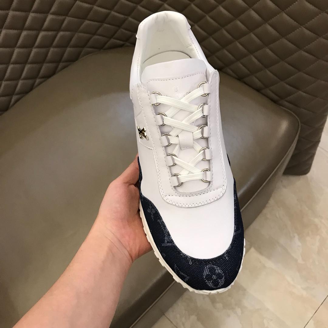 lv Fashion Sneakers White and blue Monogram Flower canvas and white sole MS02881