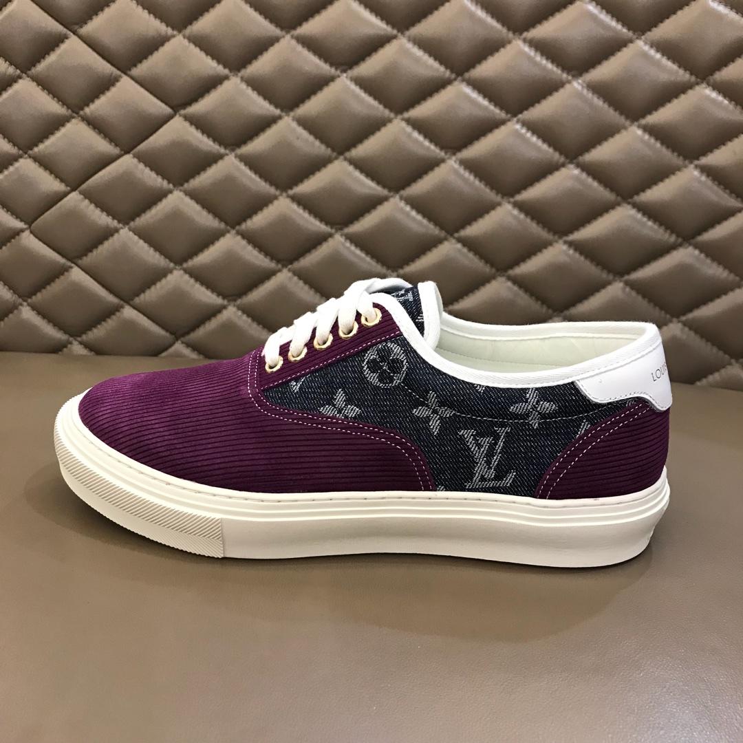 lv Fashion Sneakers Purple suede and black Monogram canvas with white sole MS02876