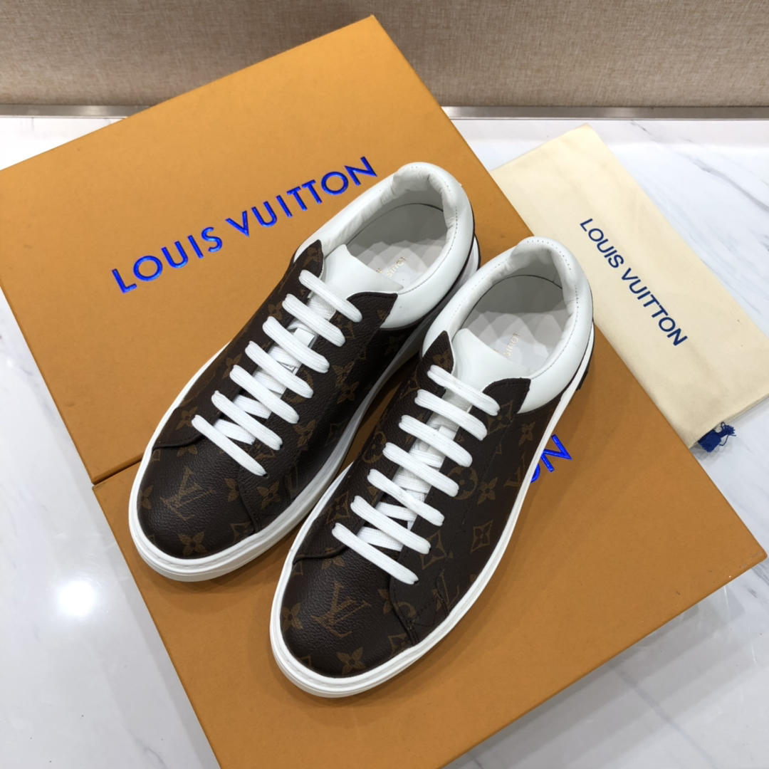 lv Fashion Sneakers Brown and Monogram print with white sole MS071001