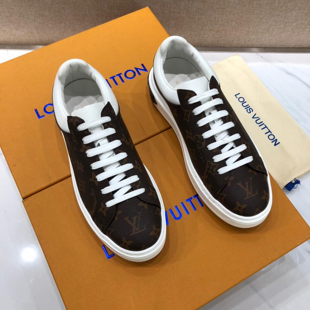 lv Fashion Sneakers Brown and Monogram print with white sole MS071001