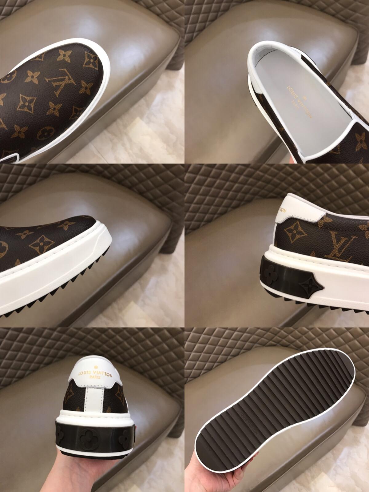 lv Fashion Sneakers Brown and Monogram print with white sole MS02864