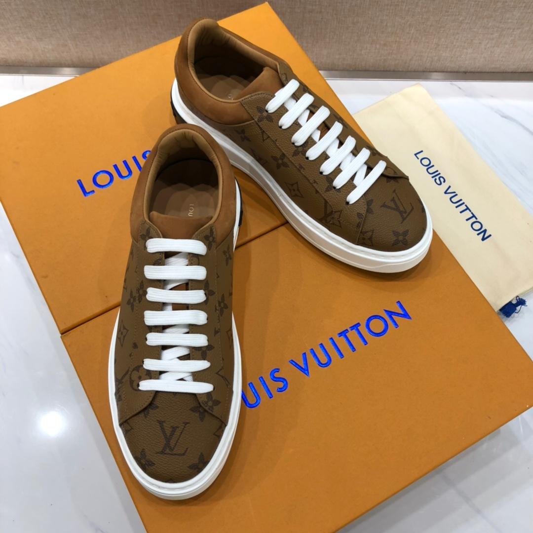 lv Fashion Sneakers Brown and Monogram print with black sole MS071003