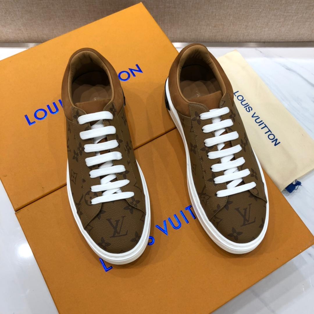 lv Fashion Sneakers Brown and Monogram print with black sole MS071003