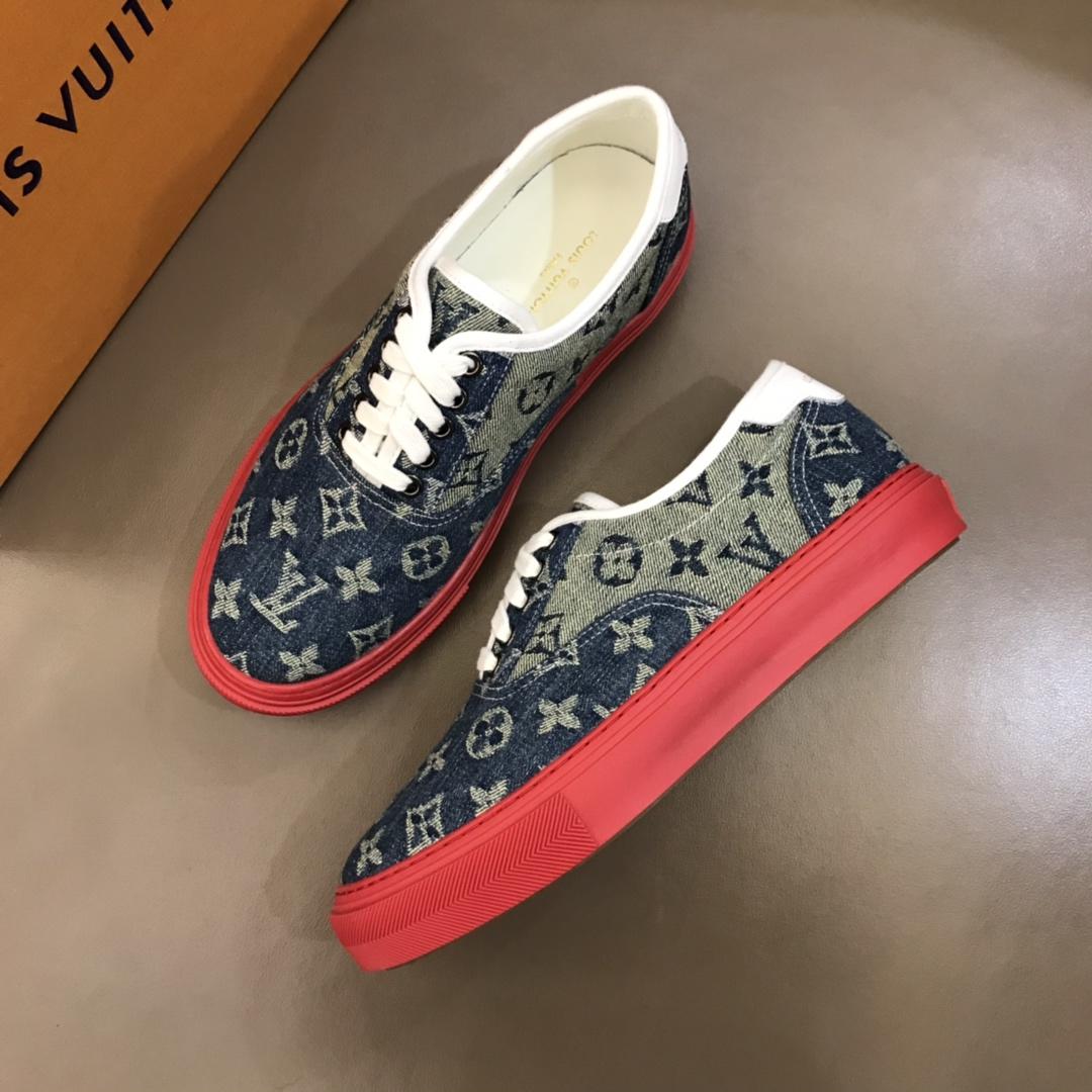 lv Fashion Sneakers Blue and Monogram Flower print and red sole MS02888