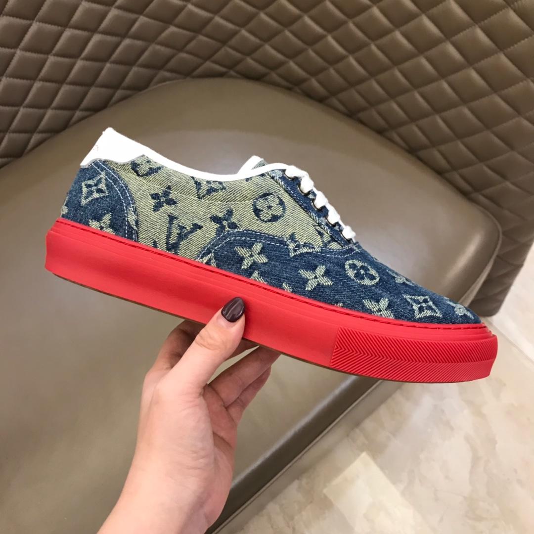 lv Fashion Sneakers Blue and Monogram Flower print and red sole MS02888