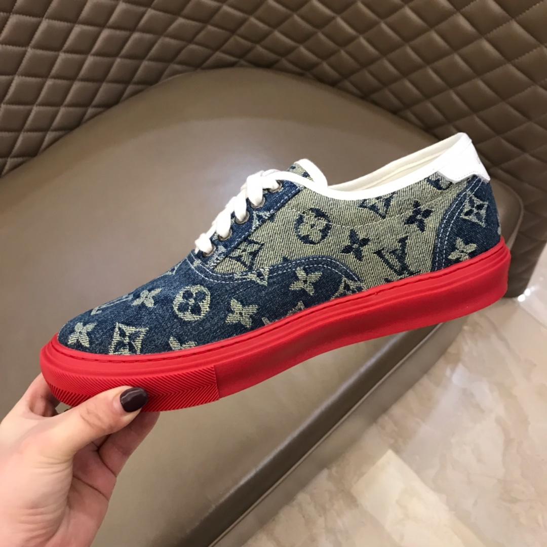 lv Fashion Sneakers Blue and Monogram Flower print and red sole MS02888